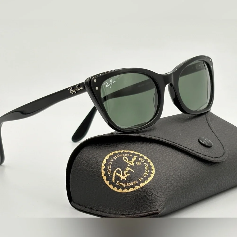 Women’s Ray-Ban Lady Burbanks RB2299 Black Frame “Hailey Bieber” Cat Eye Frame - Picture 8 of 10